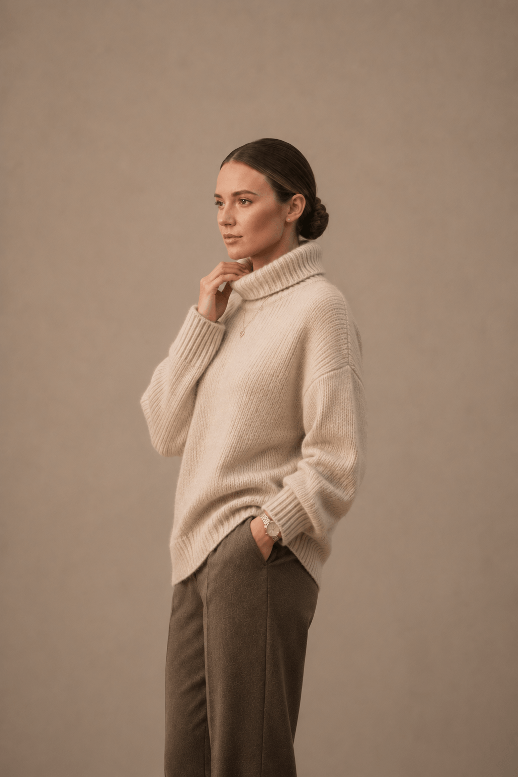 Oversized Ribbed Turtleneck Jumper in Cosy Knit