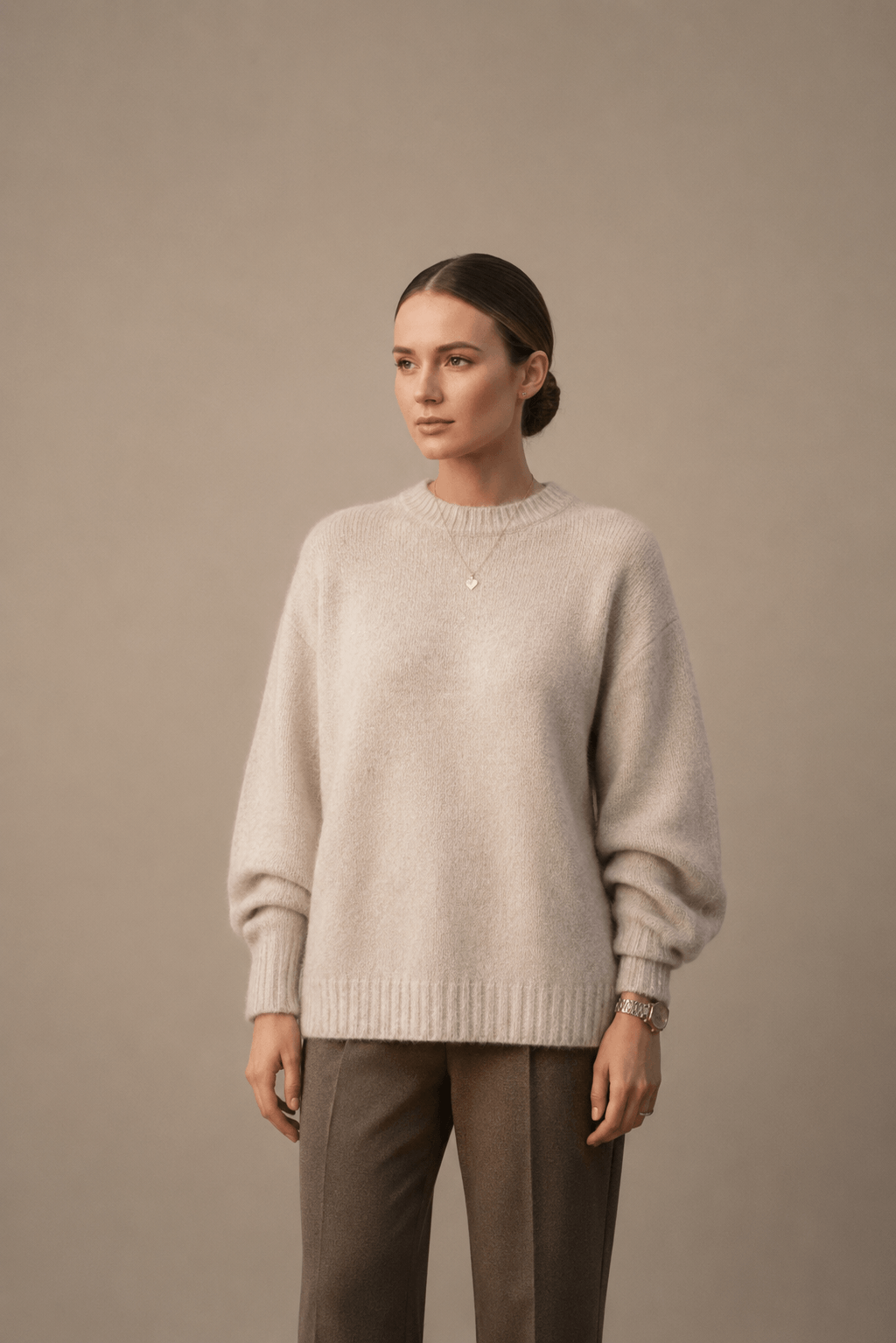Oversized Crewneck Jumper in Soft Brushed Knit